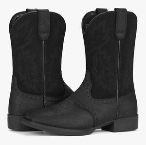 Rollda Square Toe Black Western Cowboy Boots Size 9.5 Men